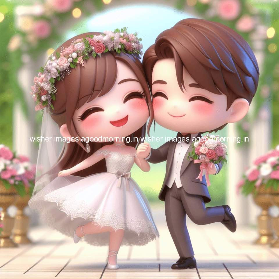 cute d couple wallpaper couple enjoy the wedding with beautiful wedding dress amazing background with flowers and blending colours ()