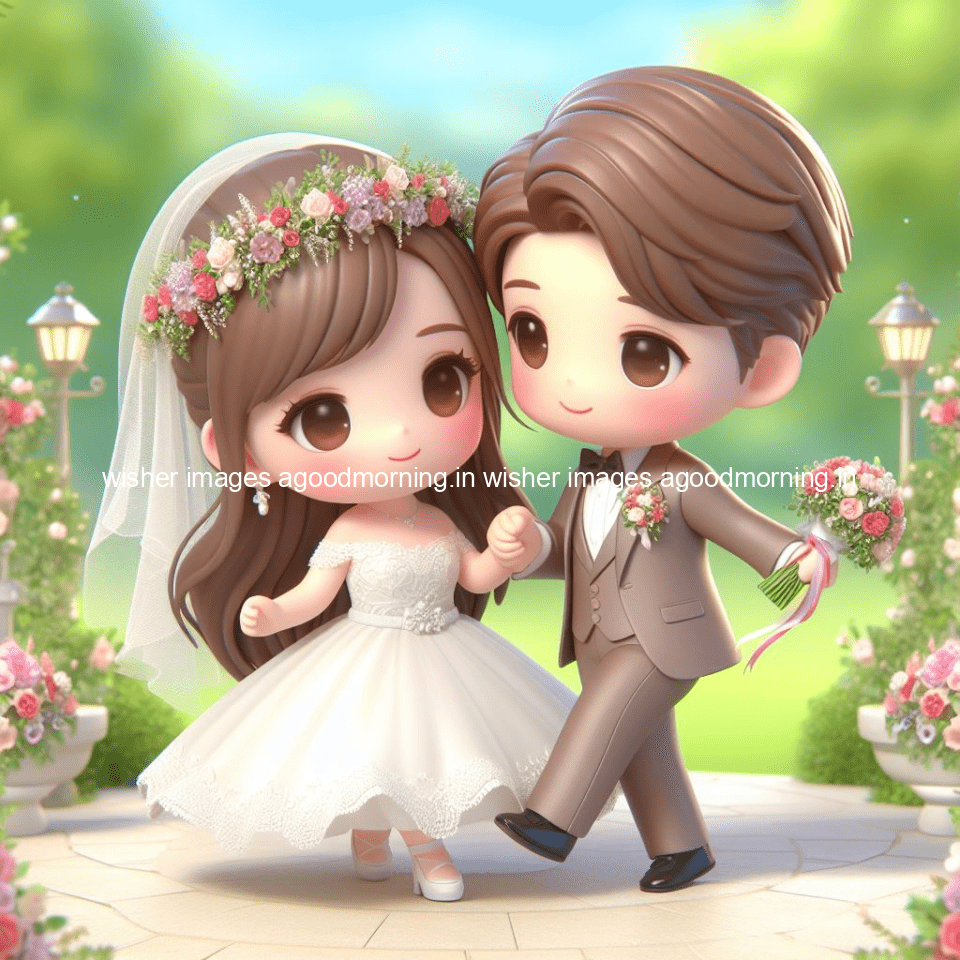 cute d couple wallpaper couple enjoy the wedding with beautiful wedding dress amazing background with flowers and blending colours ()