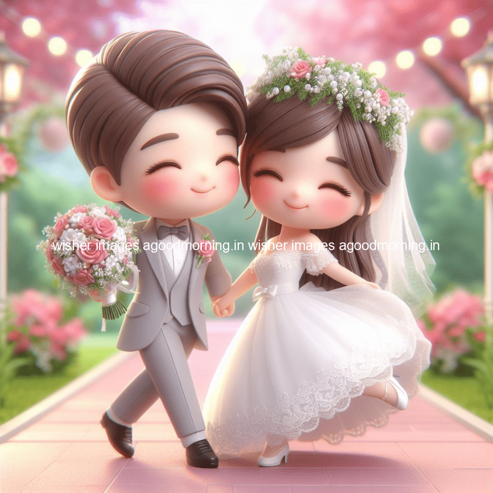 cute d couple wallpaper couple enjoy the wedding with beautiful wedding dress amazing background with flowers and blending colours ()