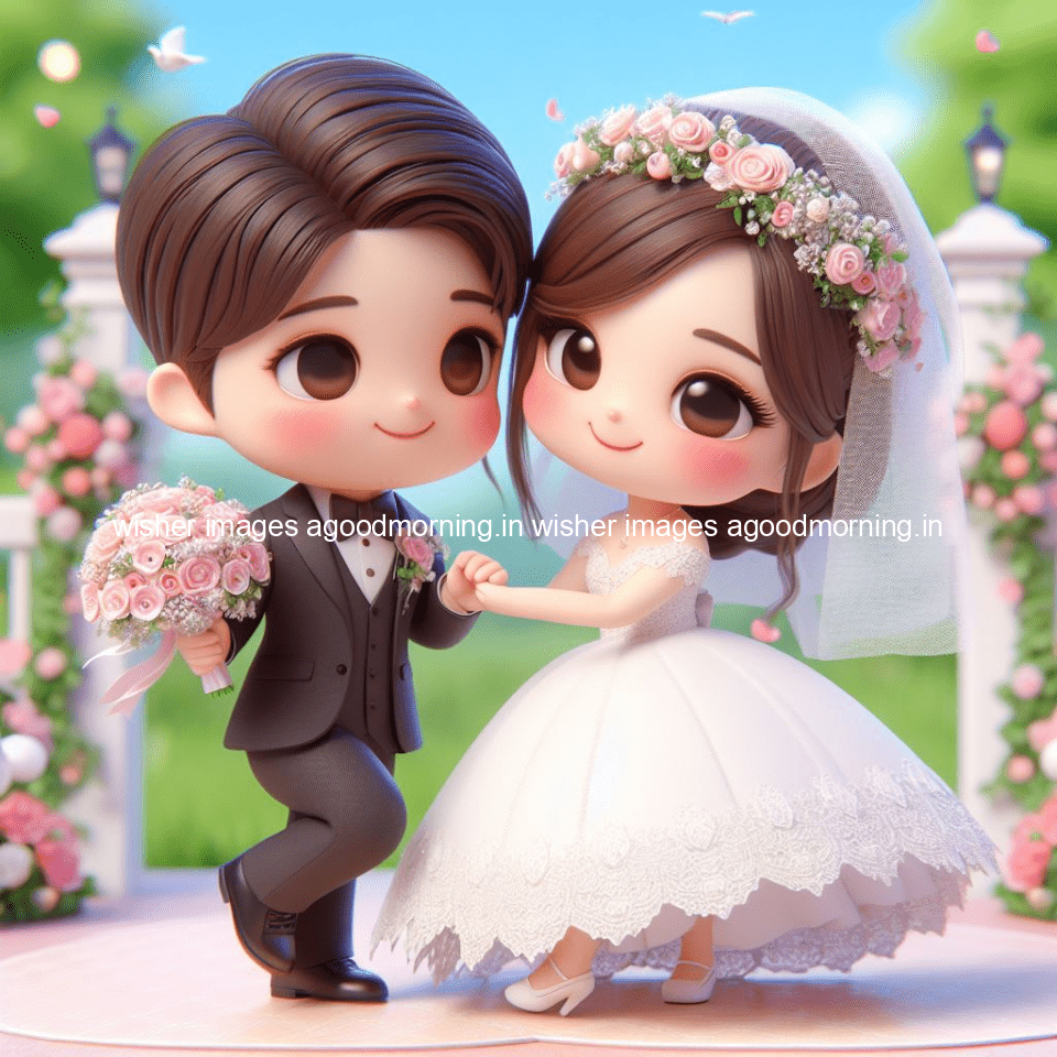 cute d couple wallpaper couple enjoy the wedding with beautiful wedding dress amazing background with flowers and blending colours ()