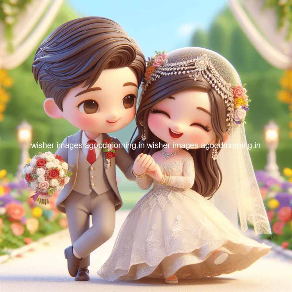 cute d couple wallpaper couple enjoy the wedding with beautiful wedding dress amazing background with flowers and blending colours ()