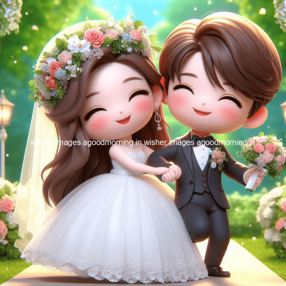 cute d couple wallpaper couple enjoy the wedding with beautiful wedding dress amazing background with flowers and blending colours ()