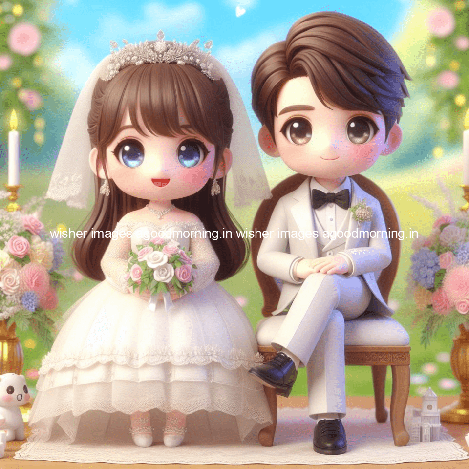 cute d couple wallpaper couple enjoy the wedding with beautiful wedding dress amazing background with flowers and blending colours ()