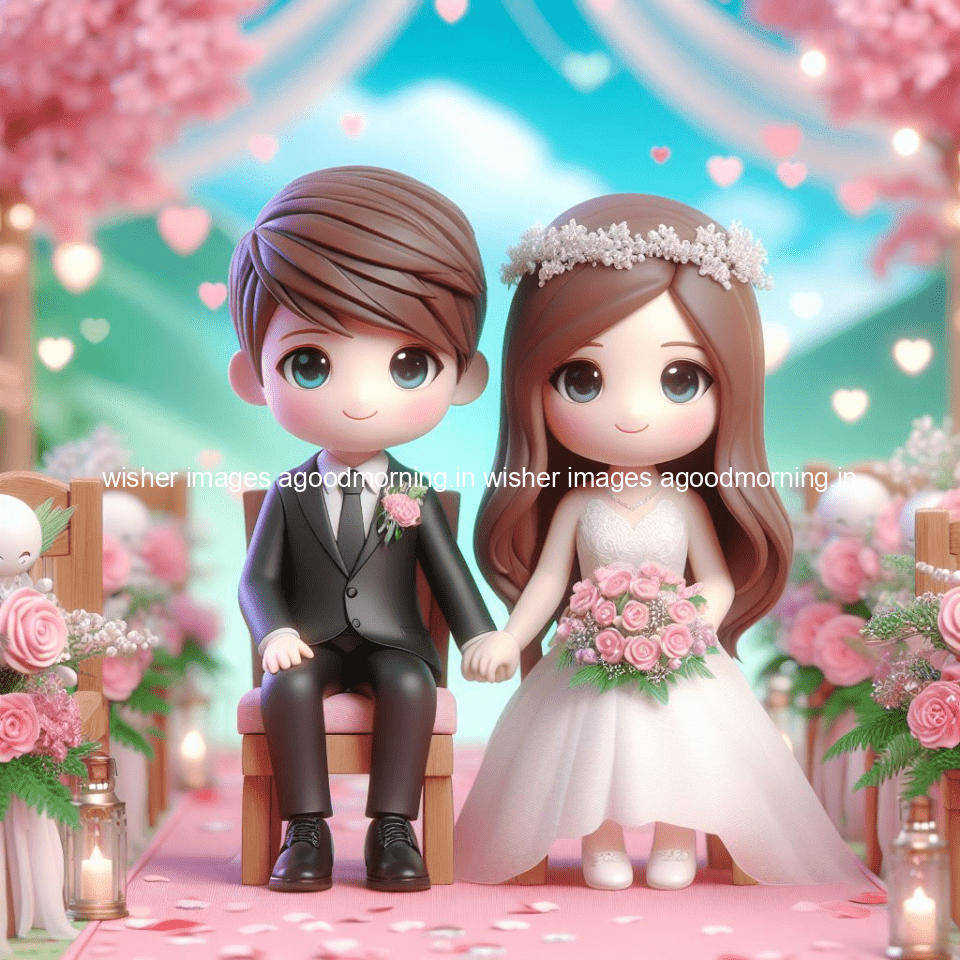 cute d couple wallpaper couple enjoy the wedding with beautiful wedding dress amazing background with flowers and blending colours ()