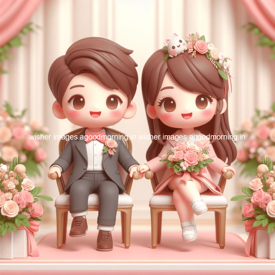 cute d couple wallpaper couple enjoy the wedding with beautiful wedding dress amazing background with flowers and blending colours ()