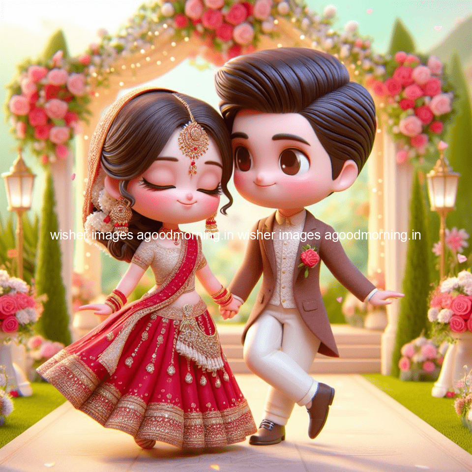 cute d couple wallpaper couple enjoy the wedding with beautiful wedding dress amazing background with flowers and blending colours ()