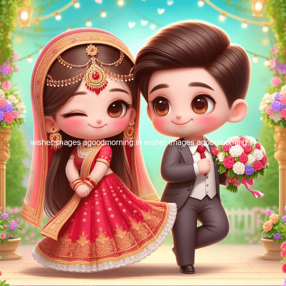 cute d couple wallpaper couple enjoy the wedding with beautiful wedding dress amazing background with flowers and blending colours ()