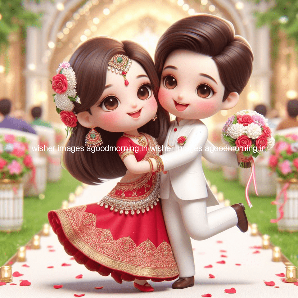 cute d couple wallpaper couple enjoy the wedding with beautiful wedding dress amazing background with flowers and blending colours ()