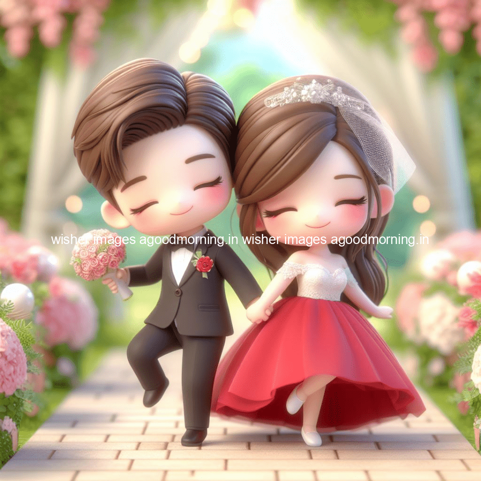 cute d couple wallpaper couple enjoy the wedding with beautiful wedding dress amazing background with flowers and blending colours ()