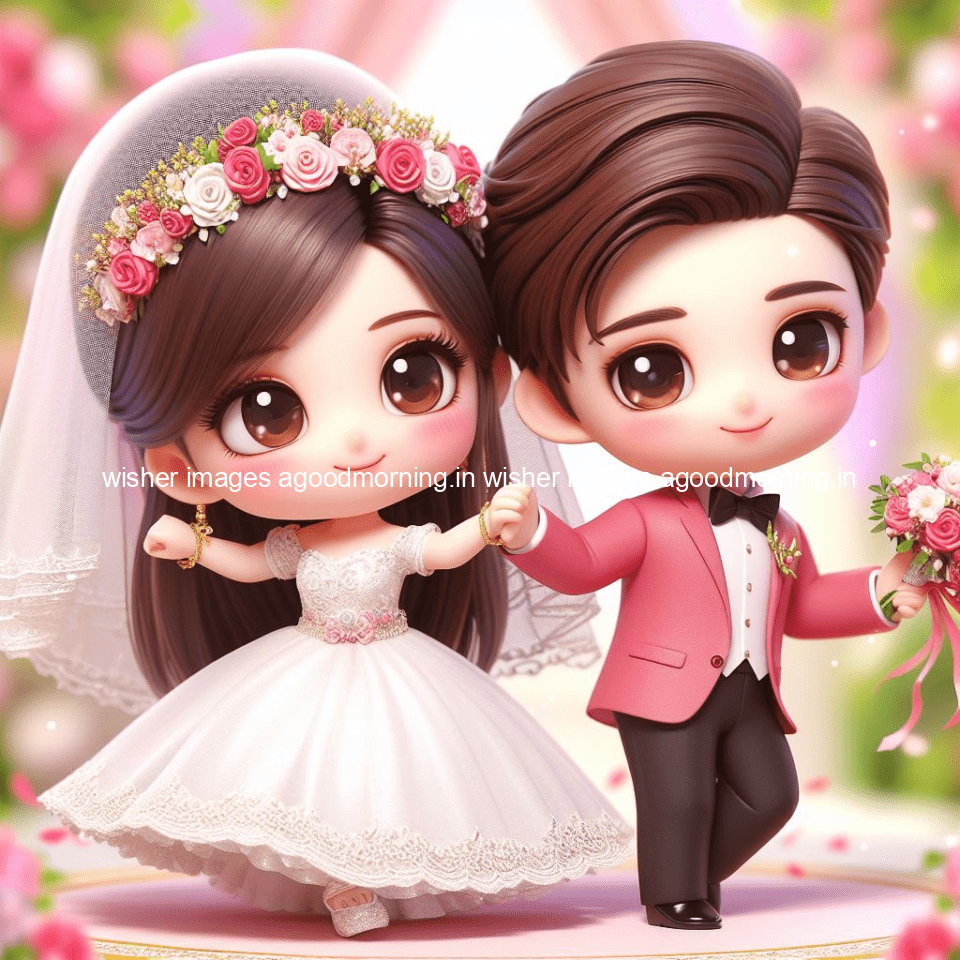 cute d couple wallpaper couple enjoy the wedding with beautiful wedding dress amazing background with flowers and blending colours ()