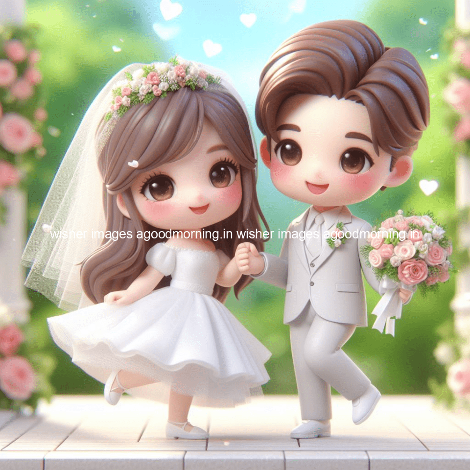 cute d couple wallpaper couple enjoy the wedding with beautiful wedding dress amazing background with flowers and blending colours ()