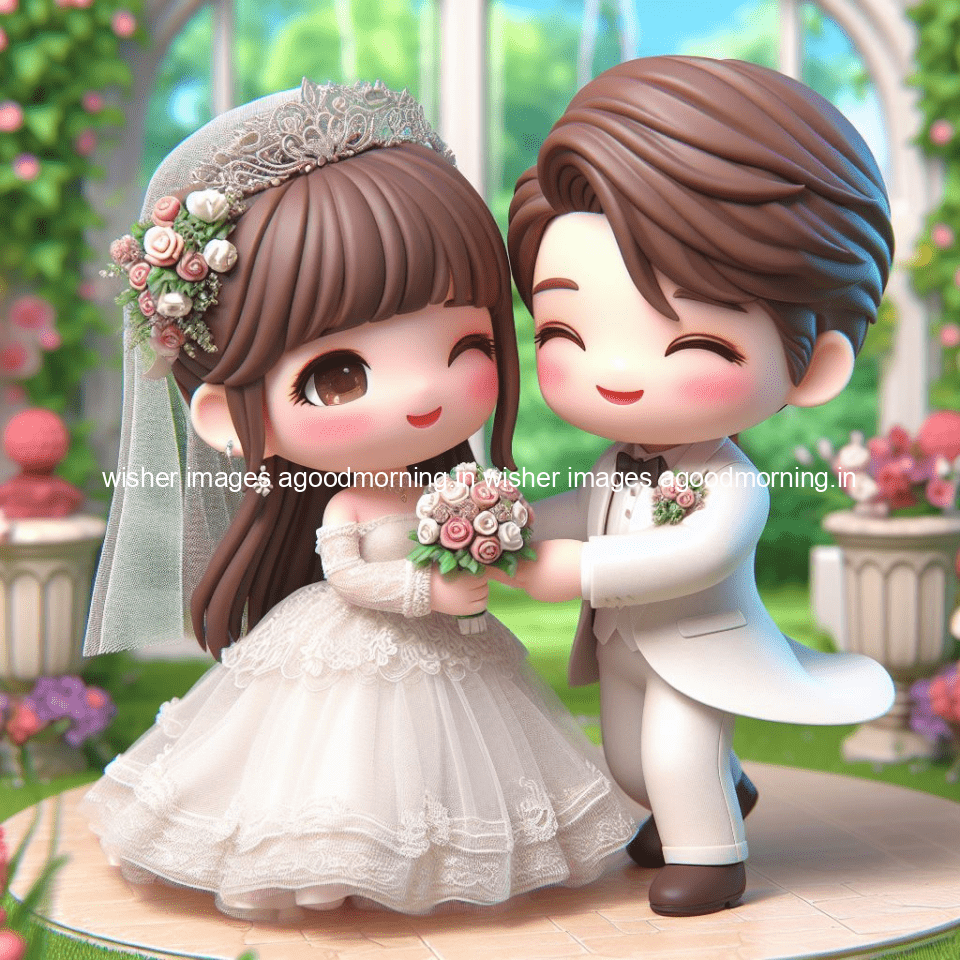 cute d couple wallpaper couple enjoy the wedding with beautiful wedding dress amazing background with flowers and blending colours ()