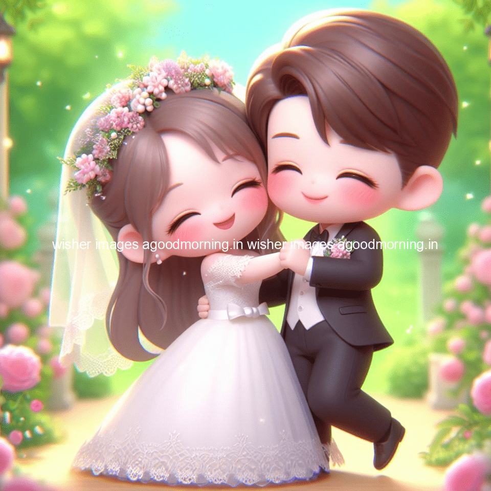 cute d couple wallpaper couple enjoy the wedding with beautiful wedding dress amazing background with flowers and blending colours ()