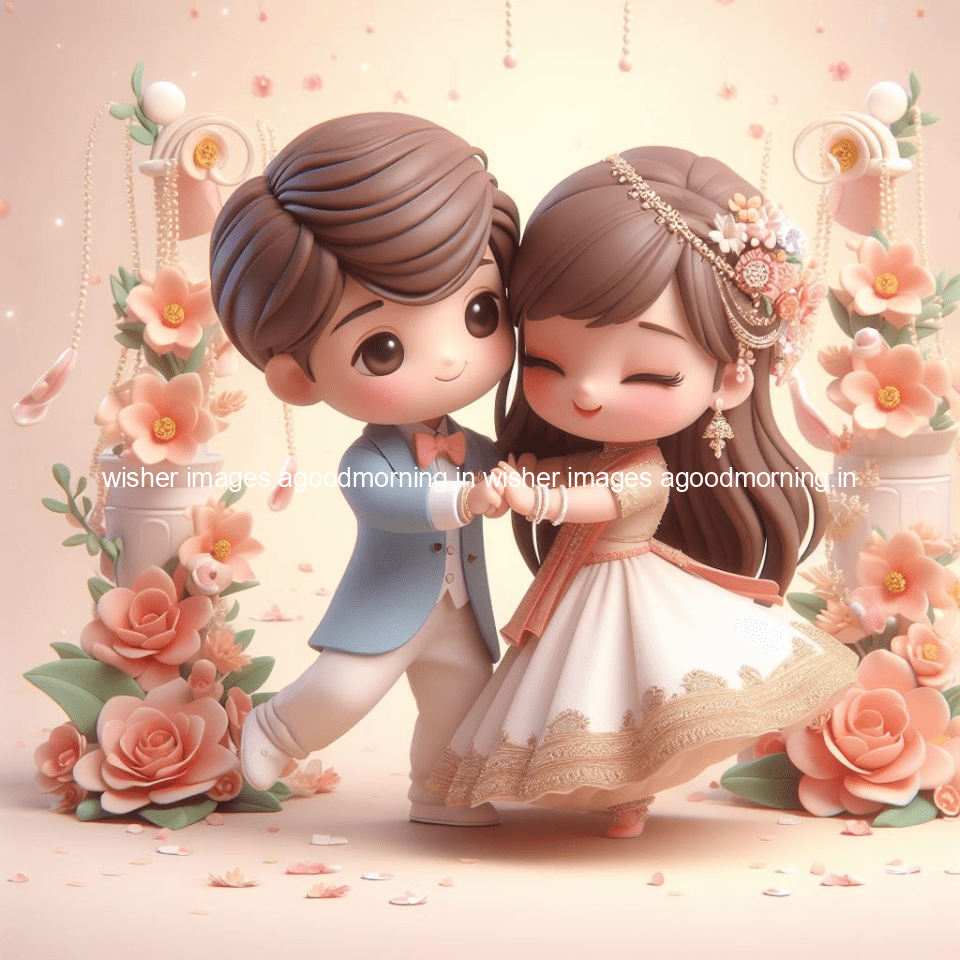 cute d couple wallpaper couple enjoy the wedding with beautiful wedding dress amazing background with flowers and blending colours ()