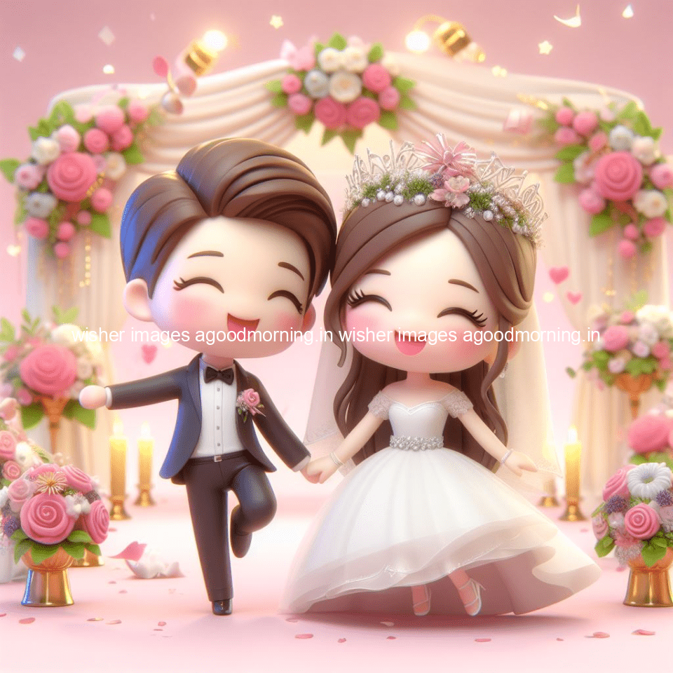 cute d couple wallpaper couple enjoy the wedding with beautiful wedding dress amazing background with flowers and blending colours ()