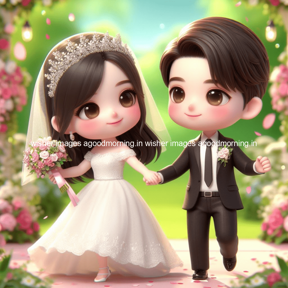 cute d couple wallpaper couple enjoy the wedding with beautiful wedding dress amazing background with flowers and blending colours ()