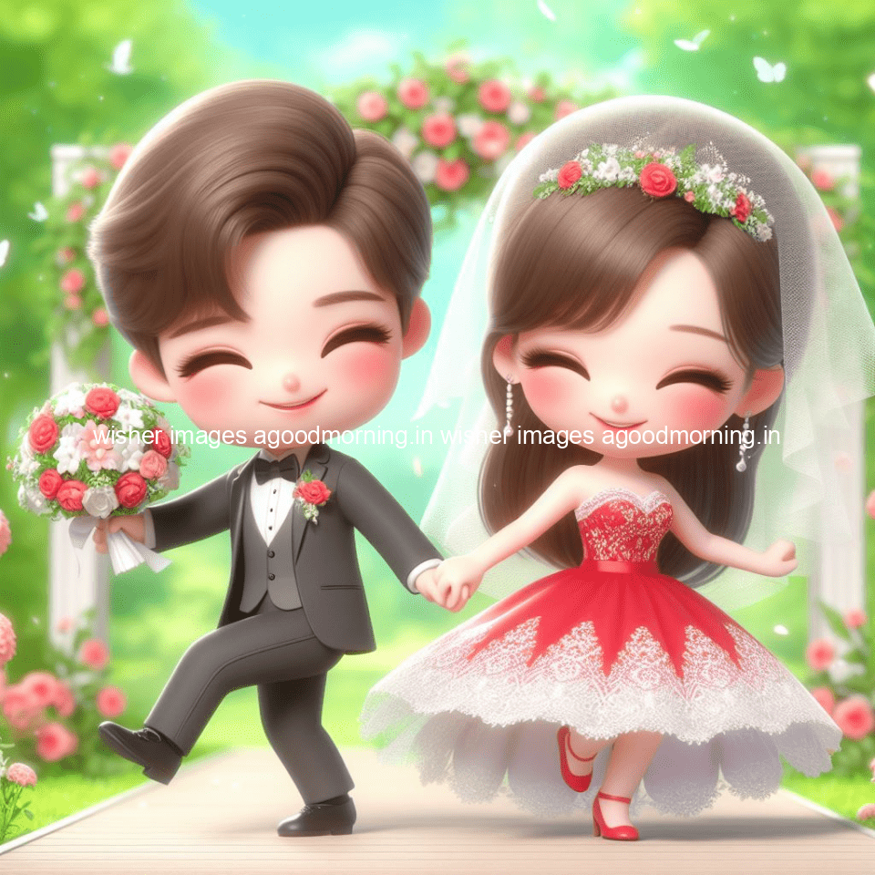 cute d couple wallpaper couple enjoy the wedding with beautiful wedding dress amazing background with flowers and blending colours ()