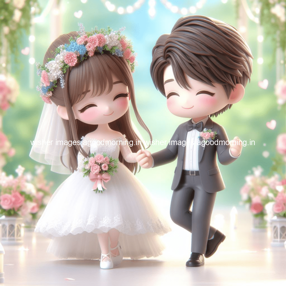 cute d couple wallpaper couple enjoy the wedding with beautiful wedding dress amazing background with flowers and blending colours ()