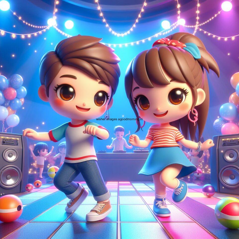 cute couple dancing amazing lights in dic with full of party vibes set ()