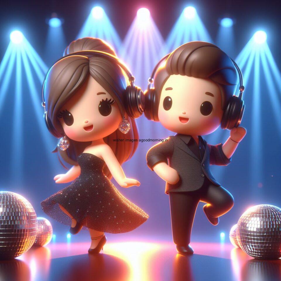 cute couple dancing amazing lights in dic with full of party vibes set ()