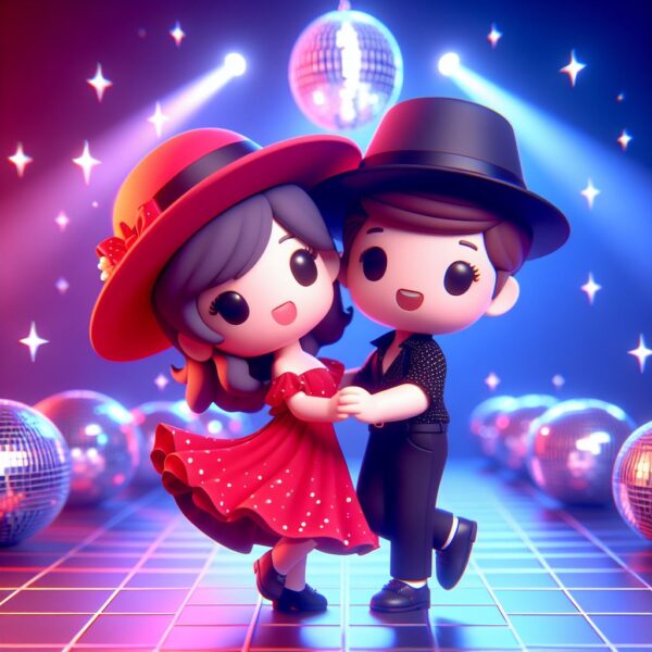 cute couple dancing amazing lights in dic with full of party vibes set ()