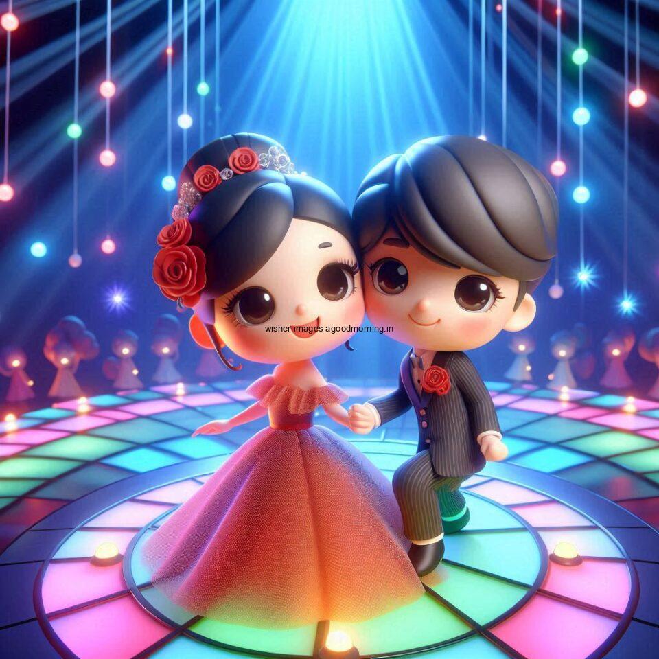 cute couple dancing amazing lights in dic with full of party vibes set ()