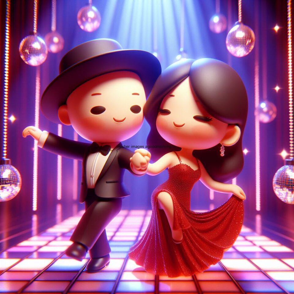 cute couple dancing amazing lights in dic with full of party vibes set ()