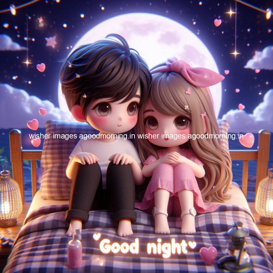 good Night images with couple cute d couple is seating together with night vibes blue agoodmorning ()