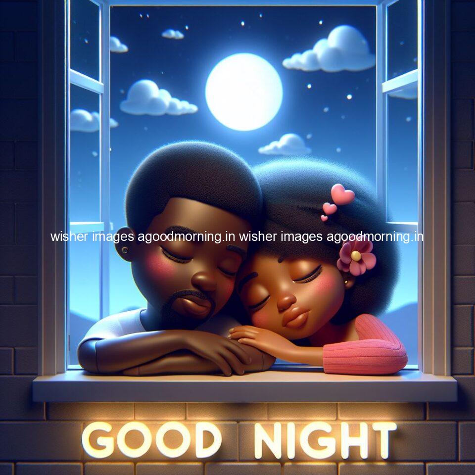 good Night images with couple cute d couple is seating together with night vibes blue agoodmorning ()