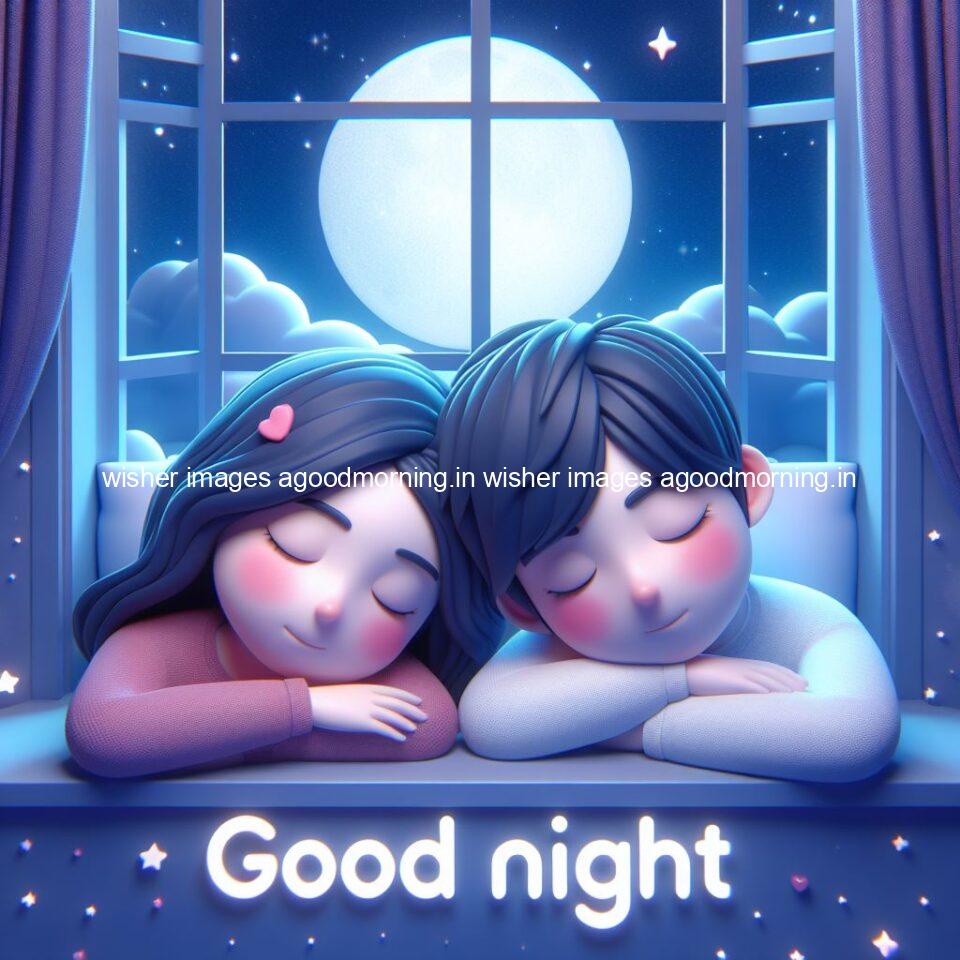 good Night images with couple cute d couple is seating together with night vibes blue agoodmorning ()