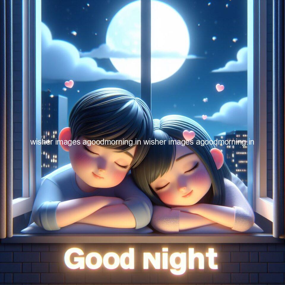 good Night images with couple cute d couple is seating together with night vibes blue agoodmorning ()