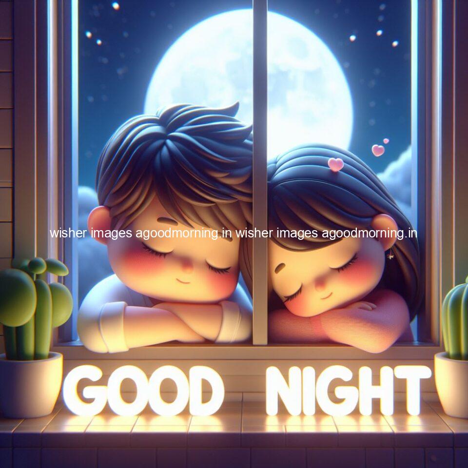 good Night images with couple cute d couple is seating together with night vibes blue agoodmorning ()