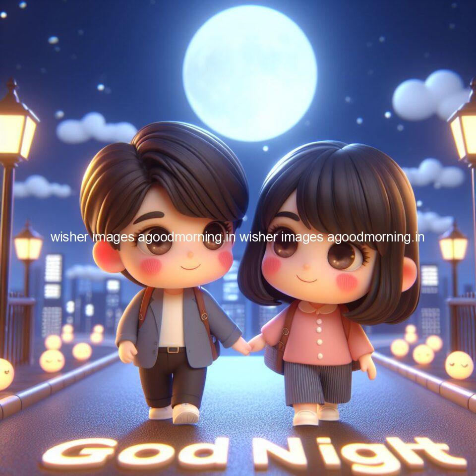 good Night images with couple cute d couple is seating together with night vibes blue agoodmorning ()