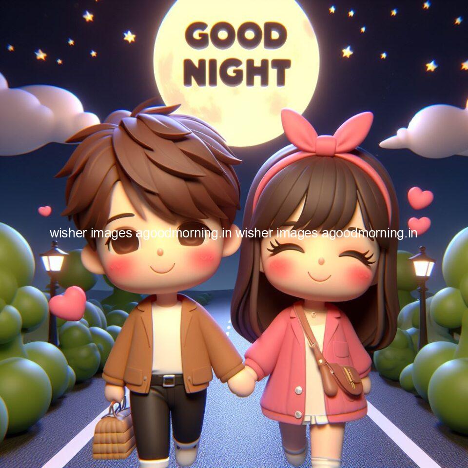 good Night images with couple cute d couple is seating together with night vibes blue agoodmorning ()