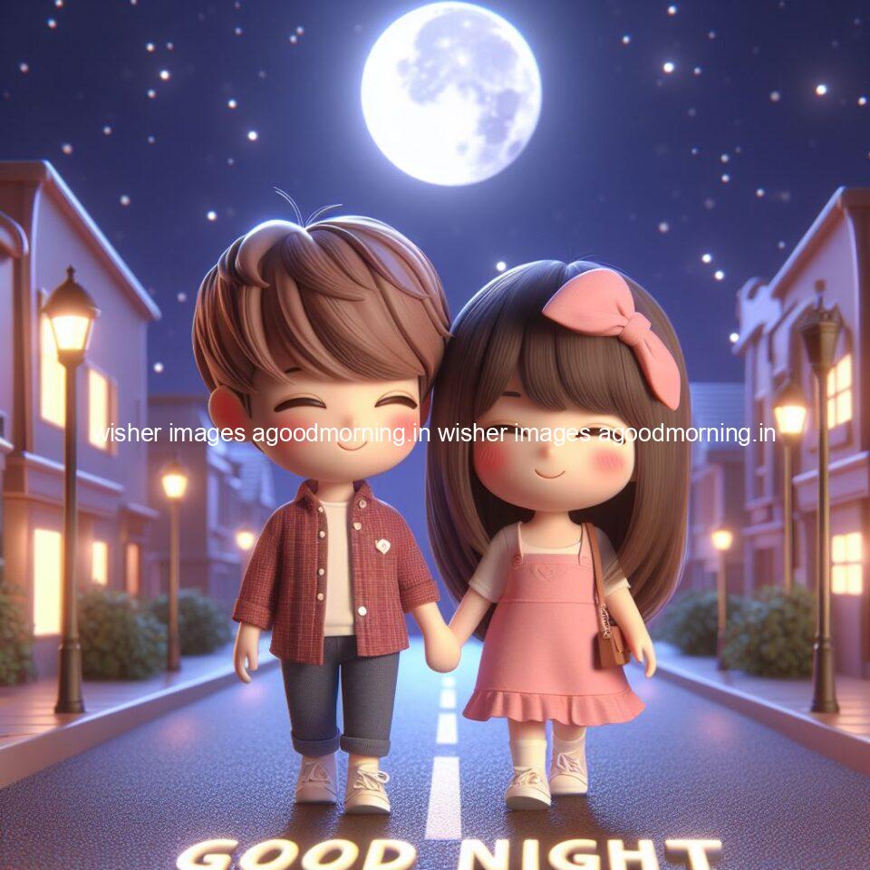 good Night images with couple cute d couple is seating together with night vibes blue agoodmorning ()