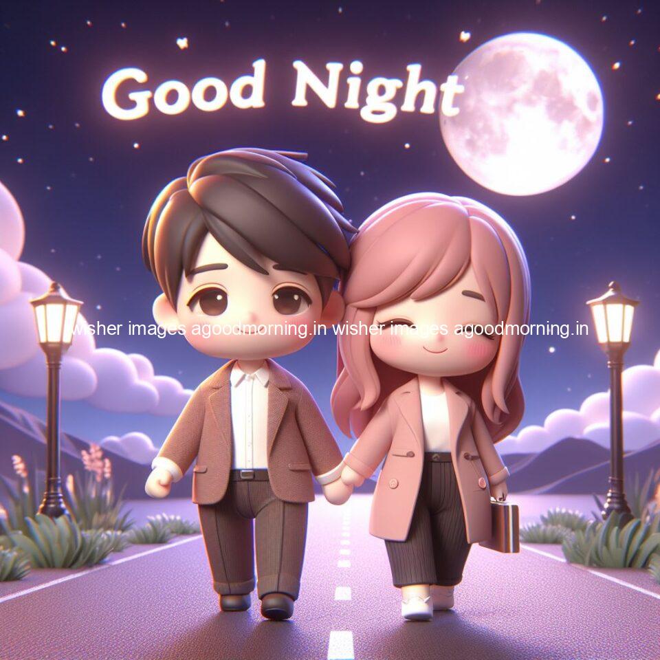 good Night images with couple cute d couple is seating together with night vibes blue agoodmorning ()