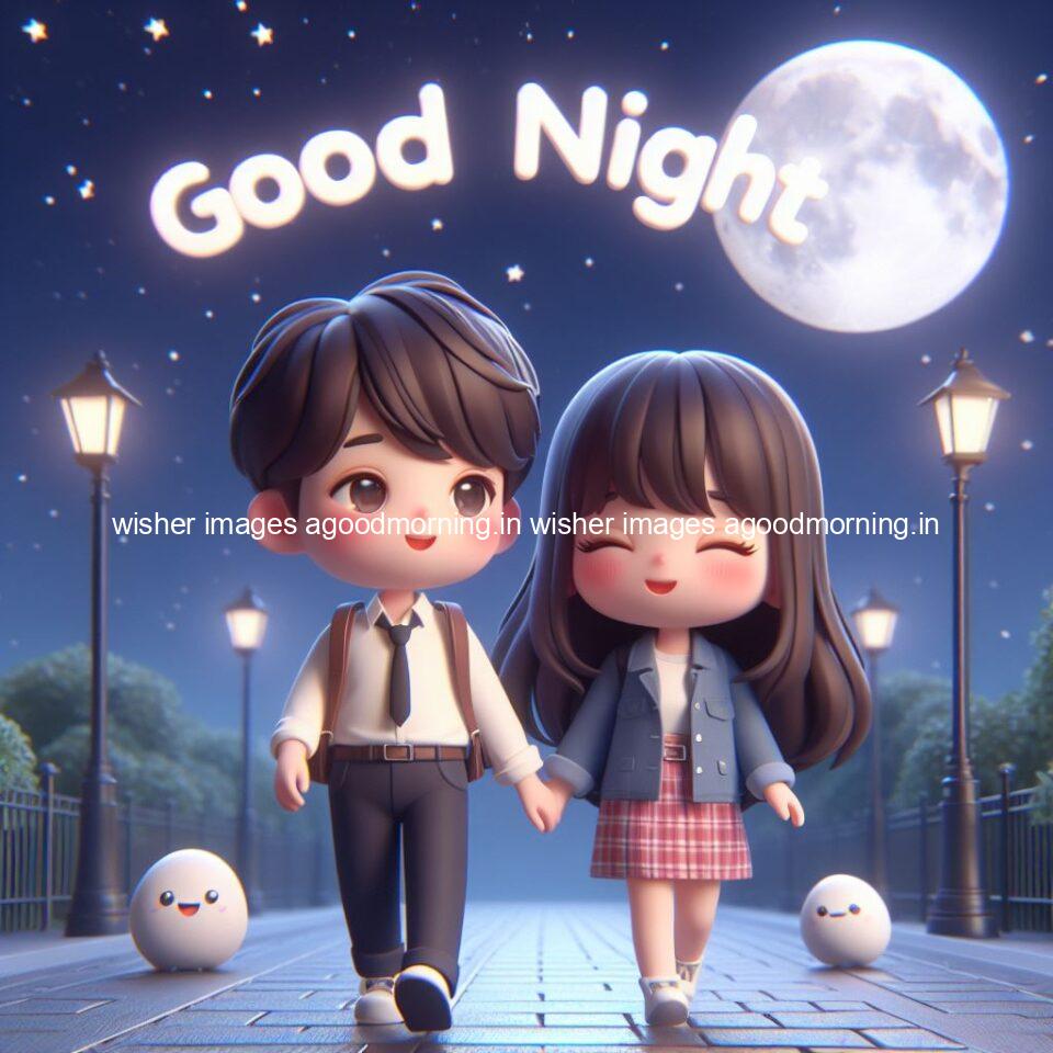 good Night images with couple cute d couple is seating together with night vibes blue agoodmorning ()