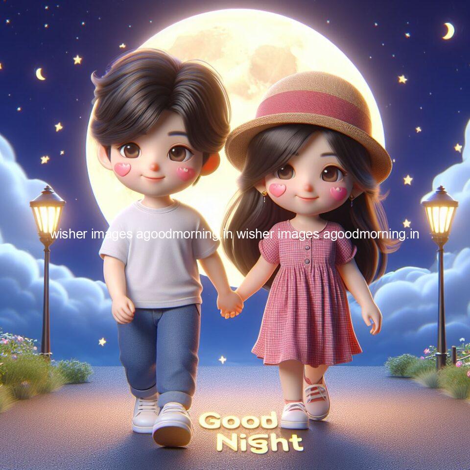 good Night images with couple cute d couple is seating together with night vibes blue agoodmorning ()