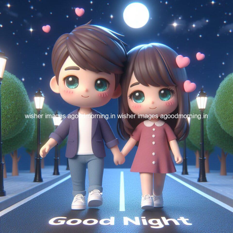 good Night images with couple cute d couple is seating together with night vibes blue agoodmorning ()