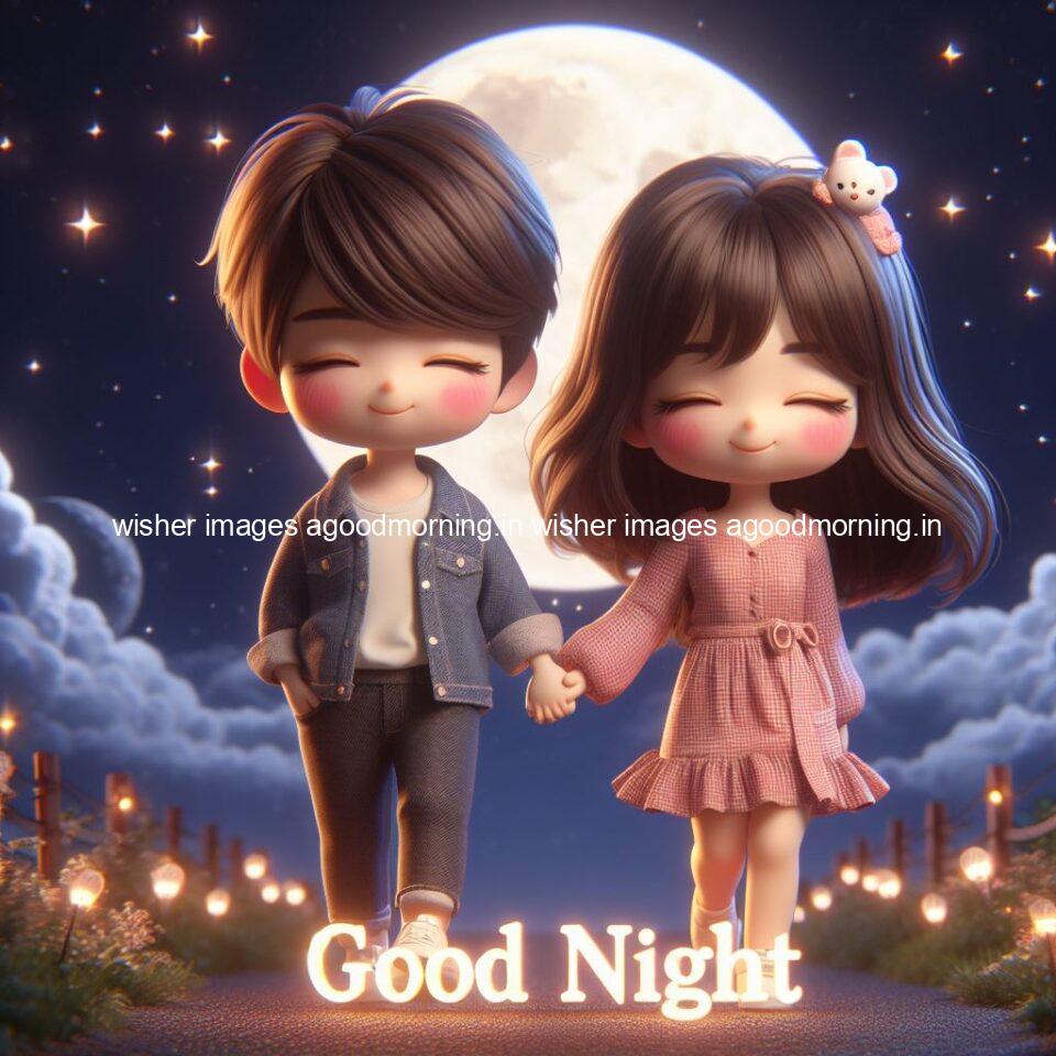 good Night images with couple cute d couple is seating together with night vibes blue agoodmorning ()