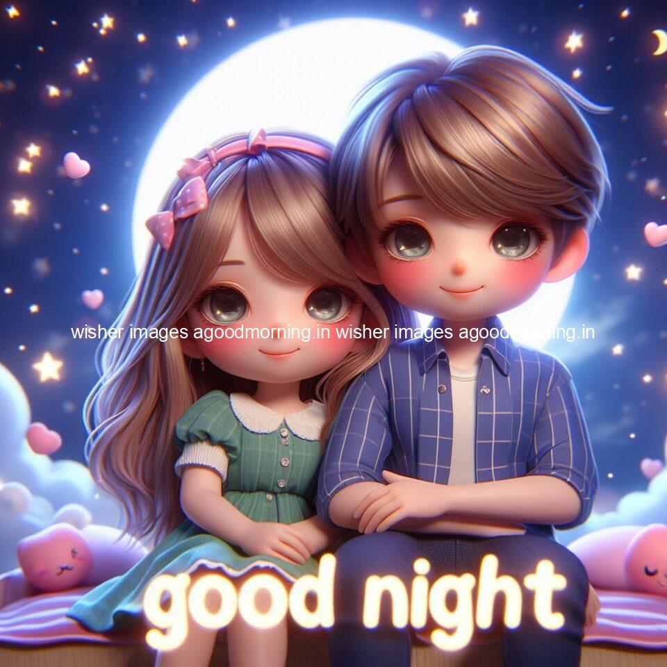 good Night images with couple cute d couple is seating together with night vibes blue agoodmorning ()