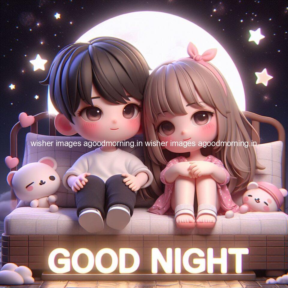 good Night images with couple cute d couple is seating together with night vibes blue agoodmorning ()