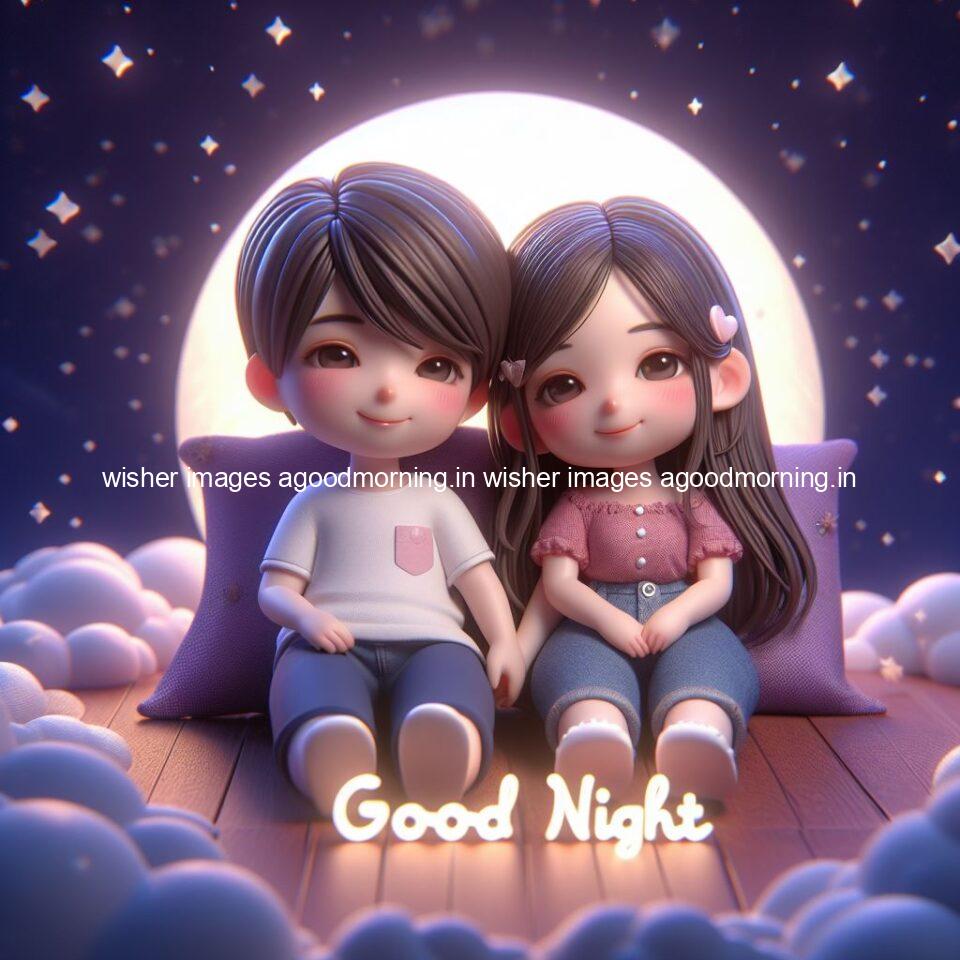 good Night images with couple cute d couple is seating together with night vibes blue agoodmorning ()