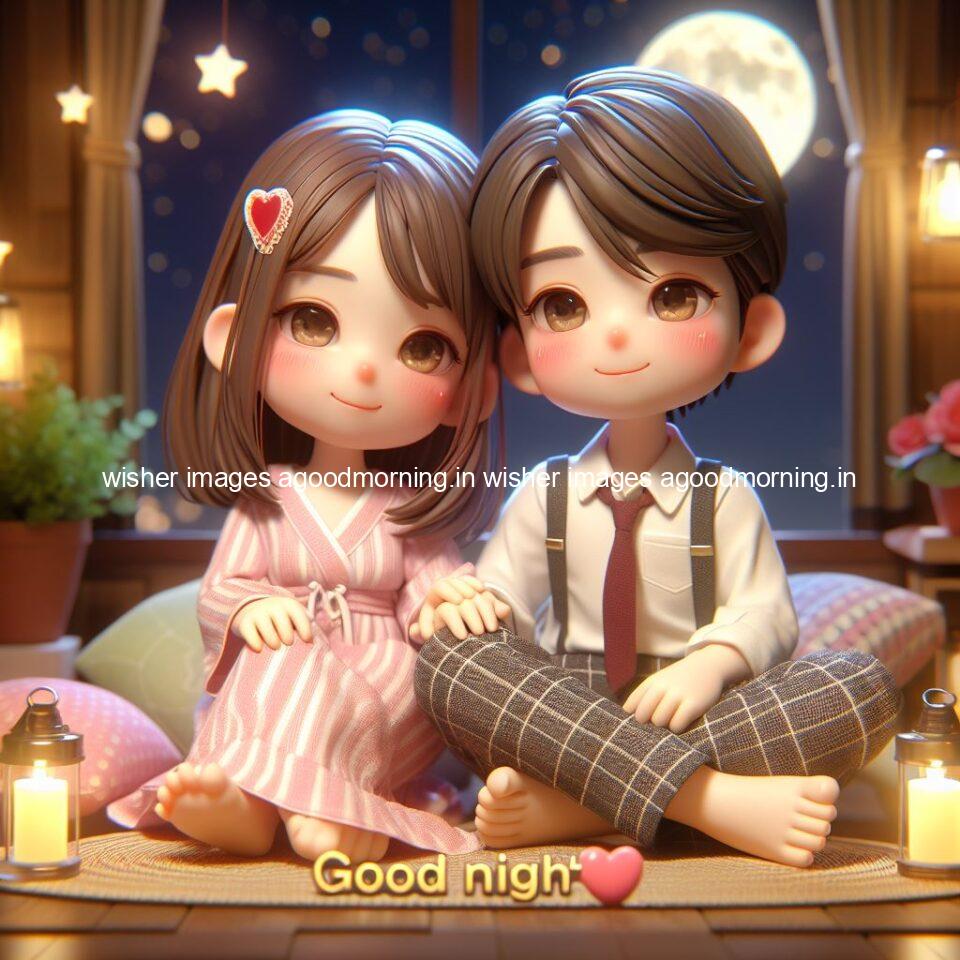 good Night images with couple cute d couple is seating together with night vibes blue agoodmorning ()