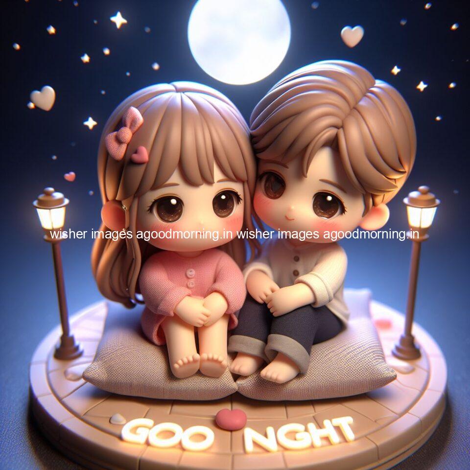 good Night images with couple cute d couple is seating together with night vibes blue agoodmorning ()