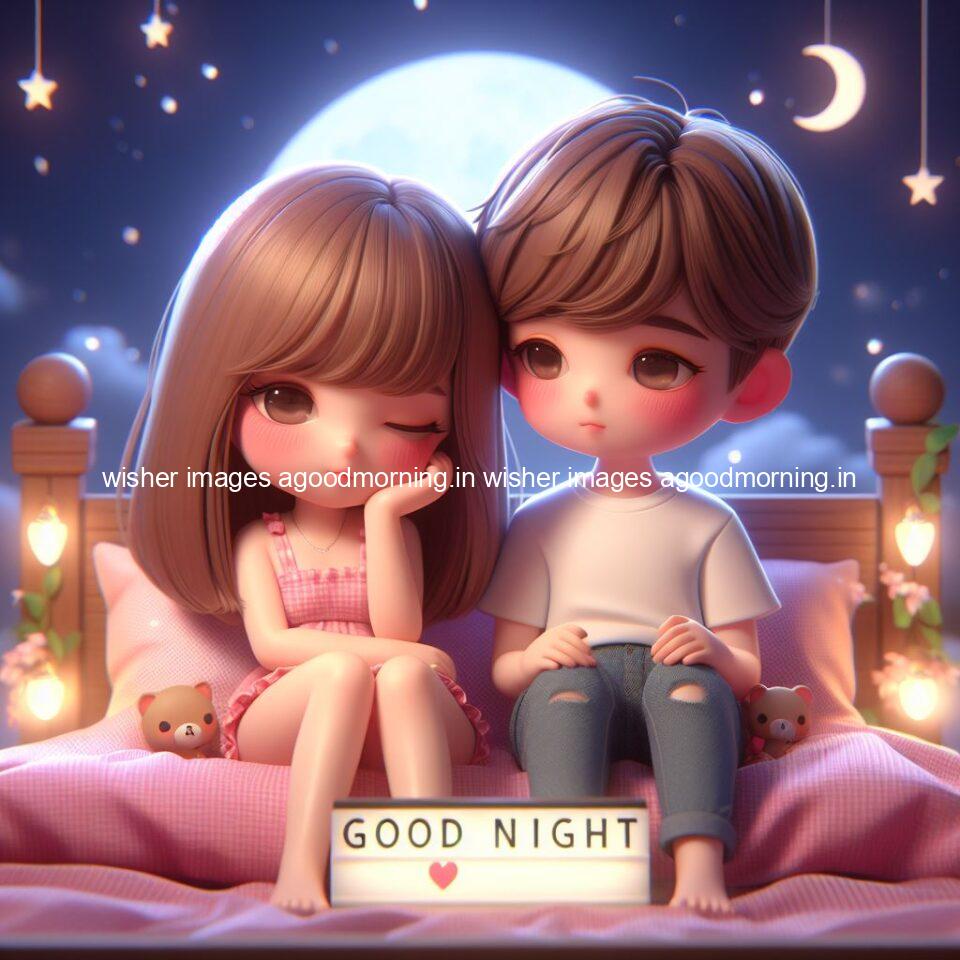 good Night images with couple cute d couple is seating together with night vibes blue agoodmorning ()