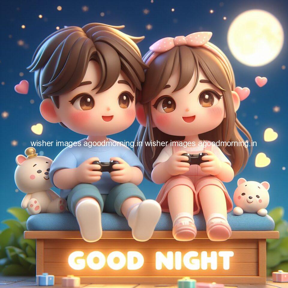 good Night images with couple cute d couple is seating together with night vibes blue agoodmorning ()