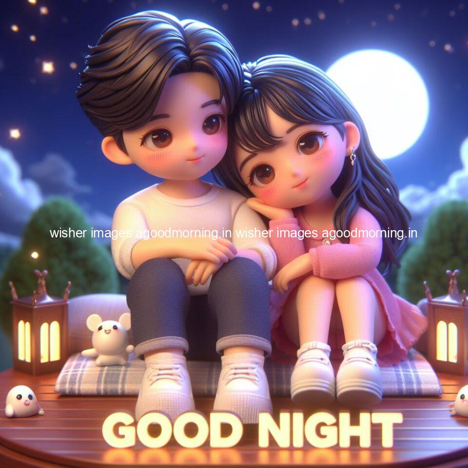 good Night images with couple cute d couple is seating together with night vibes blue agoodmorning ()