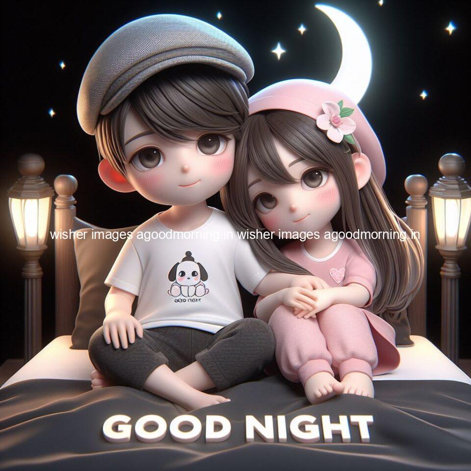 good Night images with couple cute d couple is seating together with night vibes blue agoodmorning ()