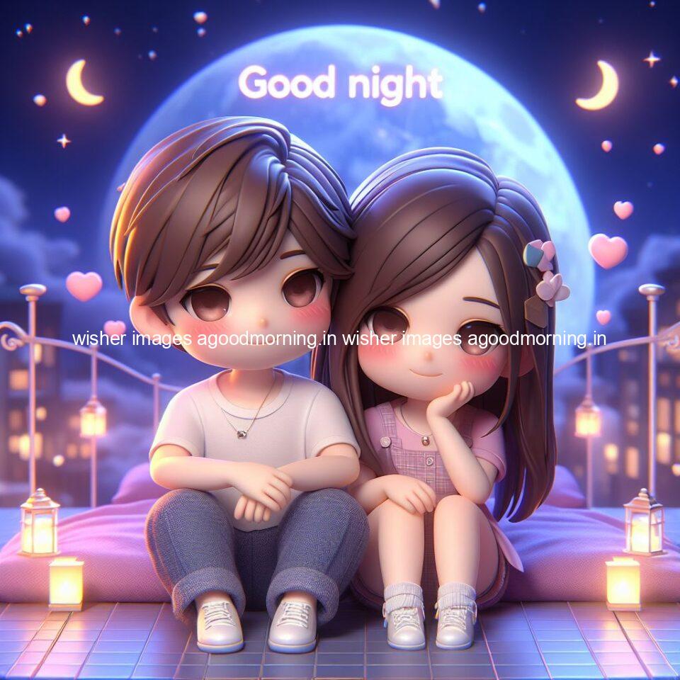 good Night images with couple cute d couple is seating together with night vibes blue agoodmorning ()